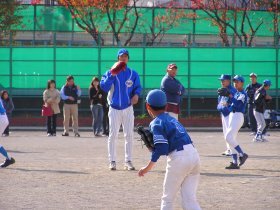 那須野投手とキャッチボール