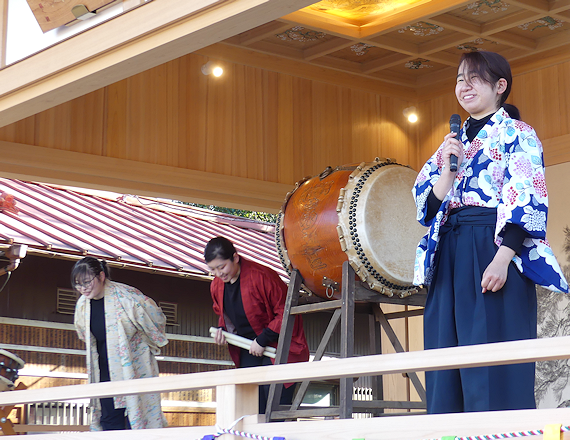 岡村天満宮で鑓水太鼓